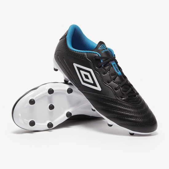 Sepatu Bola Umbro Tocco III Club FG Black White Malibu Blue 81857U-LMN