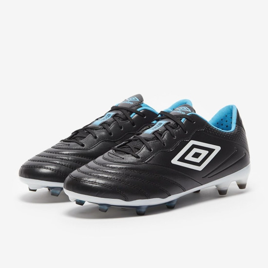 Sepatu Bola Umbro Tocco III Pro FG Black White Malibu Blue 81850U-LMN