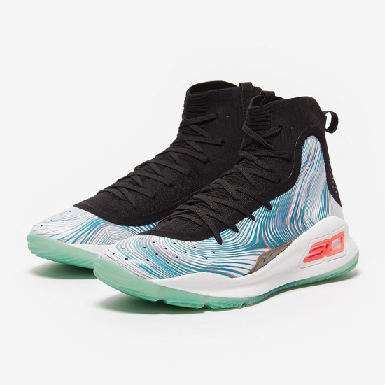 Sepatu Basket Under Armour Curry 4 Black White Marathon Red 1298306-016