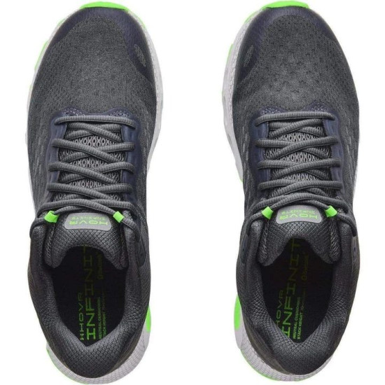 Sepatu Lari Under Armour HOVR Infinite 3 Pitch Grey Halo Grey Hyper Green 3023540 107-8.5