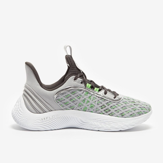 Sepatu Basket Under Armour Curry 9 Mod Gray Jet Gray Stadium Green 3024248-102