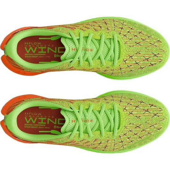 Sepatu Lari Under Armour Flow Velociti Wind 2 Quirky Lime Blaze Orange Black 3024903 300-9