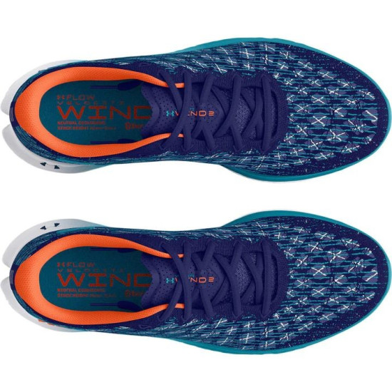 Sepatu Lari Under Armour Flow Velociti Wind 2 Sonar Blue Orange Blast Blue Surf 3024903 501-7