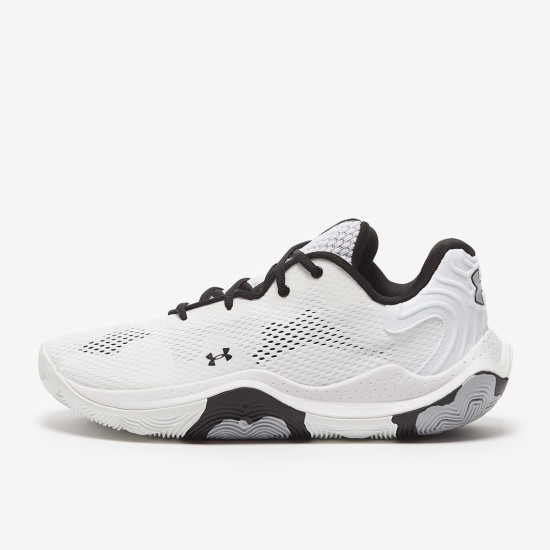 Sepatu Basket Under Armour Spawn 4 White White Metallic Silver 3024971-102