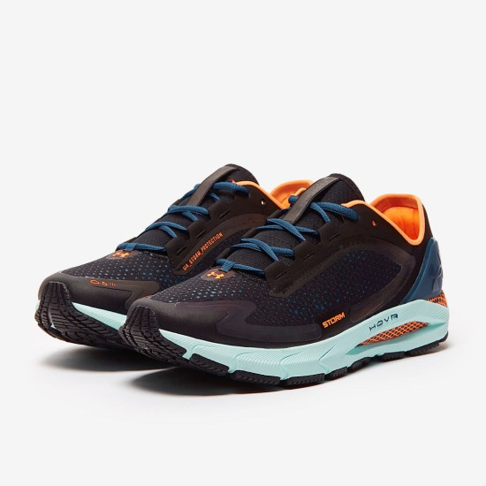 Sepatu Lari Under Armour HOVR Sonic 5 Storm Black Petrol Blue Panic Orange 3025448-002