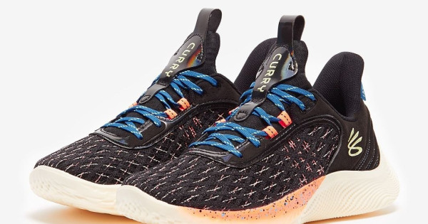Sepatu Basket Under Armour Curry 9 Black Electric Tangerine Pale Moonlight 3025684 004