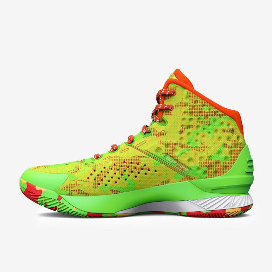 Sepatu Basket Under Armour Curry 1 SPK Hyper Green Team Orange Red 3026196-300