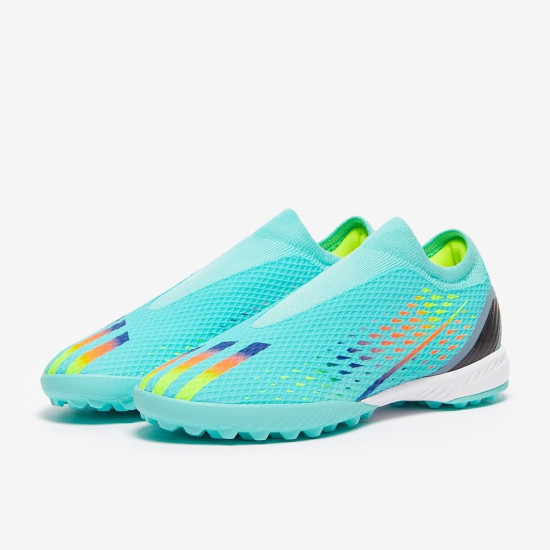 Sepatu Futsal Adidas X Speedportal.3 Laceless TF Clear Aqua Power Blue Solar Yellow GW8474