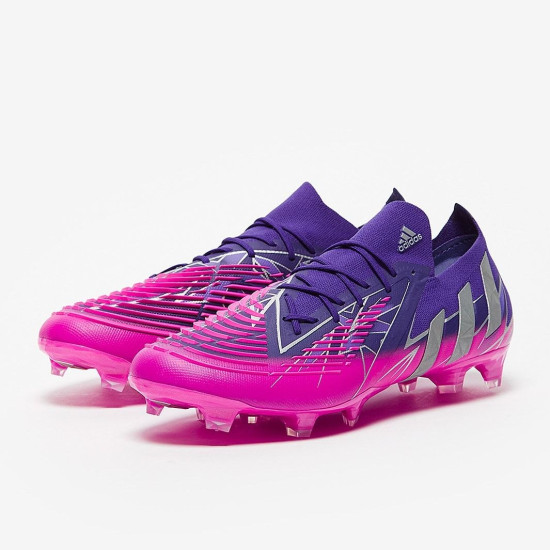 Sepatu Bola Adidas Predator Edge.1 Low FG Pink Team Collegiate Purple Silver Metallic Team Shock GV7389