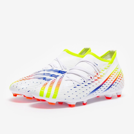 Sepatu Bola Adidas Predator Edge.3 FG White Solar Yellow Power Blue GW1002