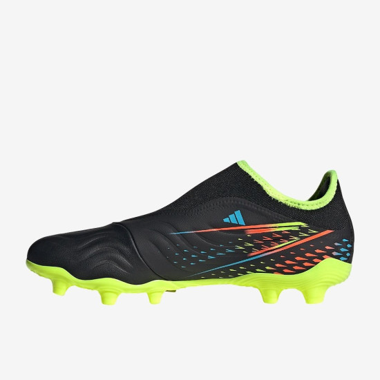 Sepatu Bola Adidas Copa Sense.3 Laceless FG Core Black Bright Cyan Team Solar Yellow GX4135