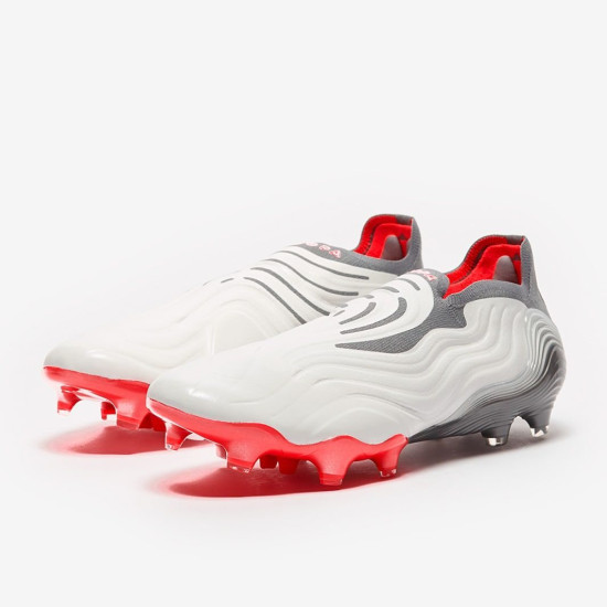 Sepatu Bola Adidas Copa Sense+ FG White Solar Red Iron Metallic FY6218