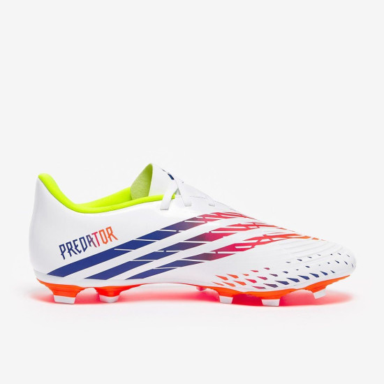 Sepatu Bola Adidas Predator Edge.4 FxG White Solar Yellow Power Blue GW0989