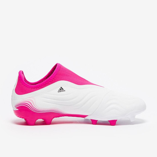 Sepatu Bola Adidas Copa Sense.3 Laceless FG White Core Black Shock Pink FW7268