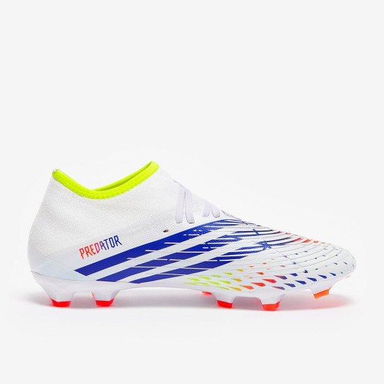 Sepatu Bola Adidas Predator Edge.3 FG White Solar Yellow Power Blue GW1002