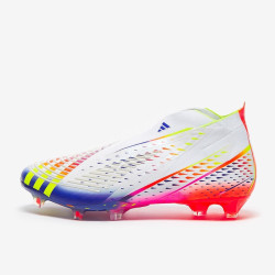 Sepatu Bola Adidas Predator Edge+ FG White Solar Yellow Power Blue GW1040