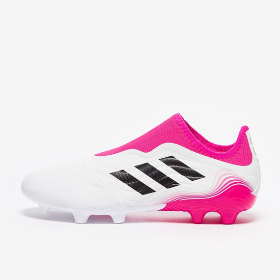 Sepatu Bola Adidas Copa Sense.3 Laceless FG White Core Black Shock Pink FW7268