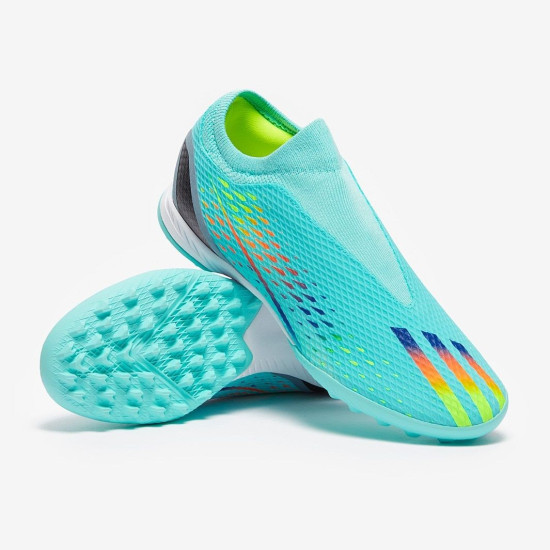 Sepatu Futsal Adidas X Speedportal.3 Laceless TF Clear Aqua Power Blue Solar Yellow GW8474