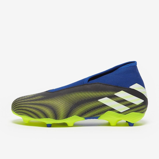 Sepatu Bola Adidas Nemeziz.3 Laceless FG Core Black White Solar Yellow FW7411