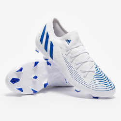 Sepatu Bola Adidas Predator Edge.3 Low FG White Hi Res Blue White GW2279