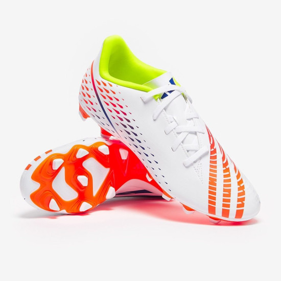 Sepatu Bola Adidas Predator Edge.4 FxG White Solar Yellow Power Blue GW0989