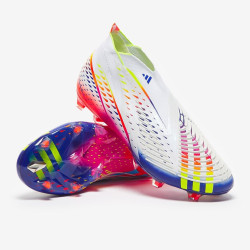 Sepatu Bola Adidas Predator Edge+ FG White Solar Yellow Power Blue GW1040