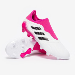 Sepatu Bola Adidas Copa Sense.3 Laceless FG White Core Black Shock Pink FW7268